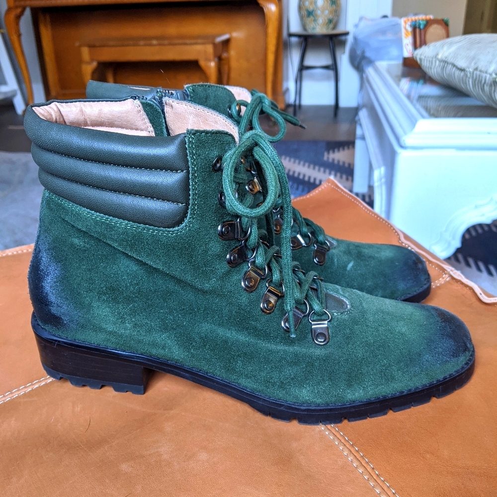 Green hiker style boots